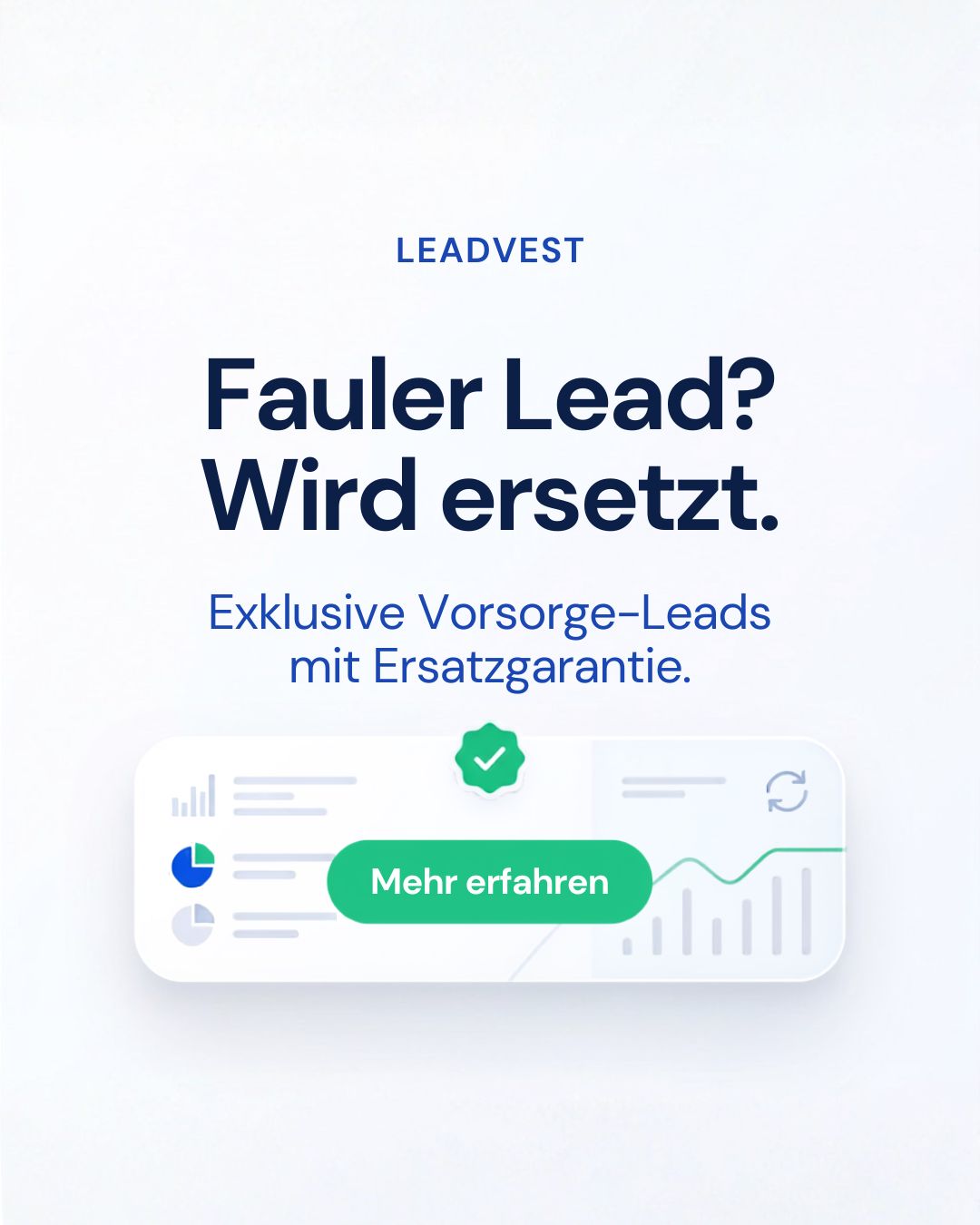 Leadvest Werbeanzeige für Vorsorge Leads mit Ersatzgarantie