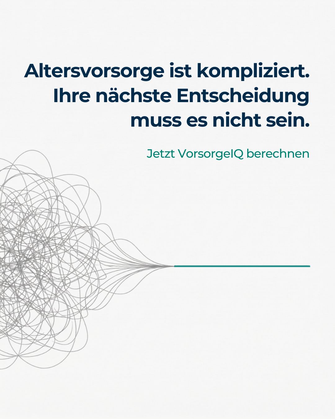 Minimalistische VorsorgeIQ Werbeanzeige zur Altersvorsorge