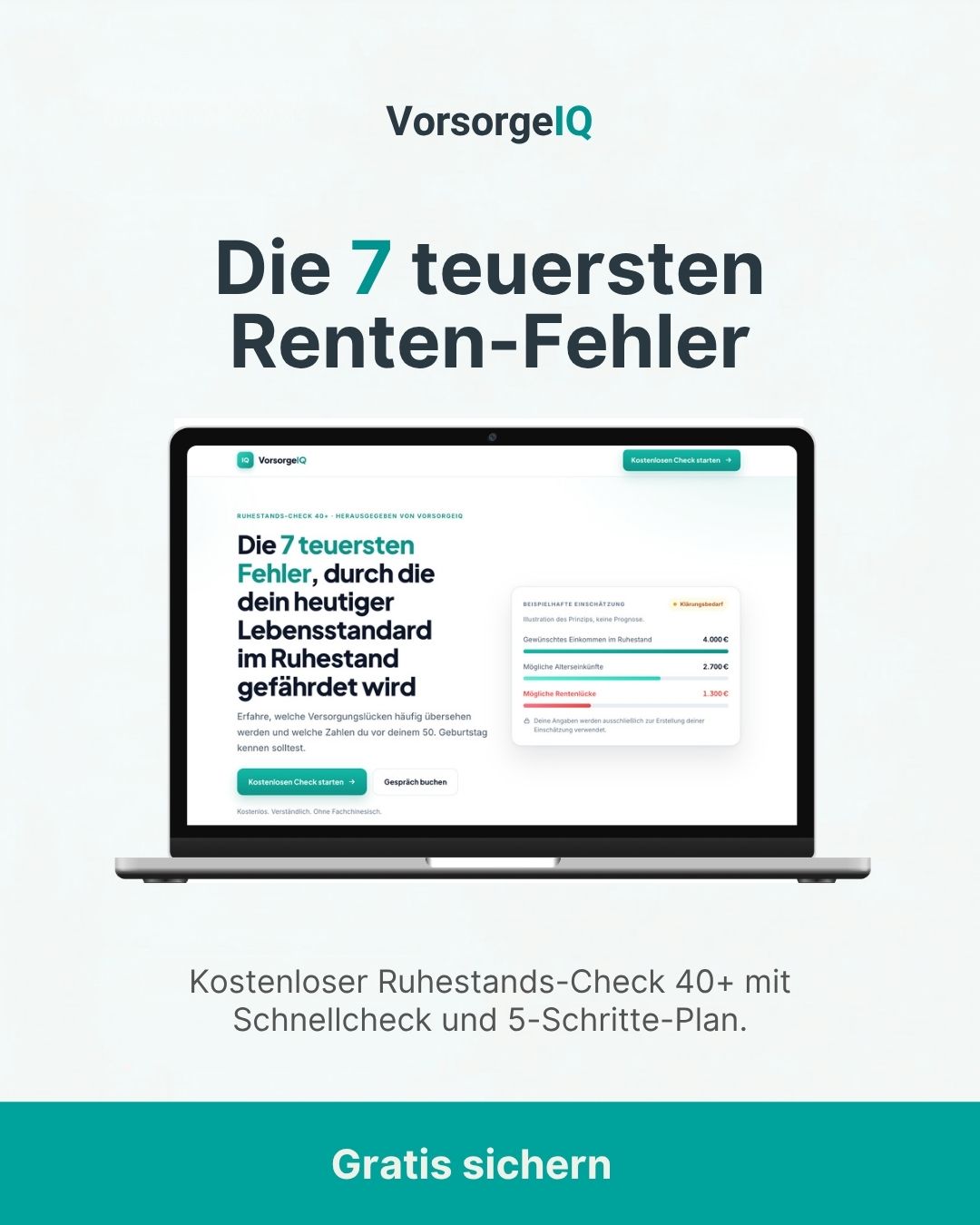 VorsorgeIQ Leadmagnet Anzeige über die sieben teuersten Rentenfehler