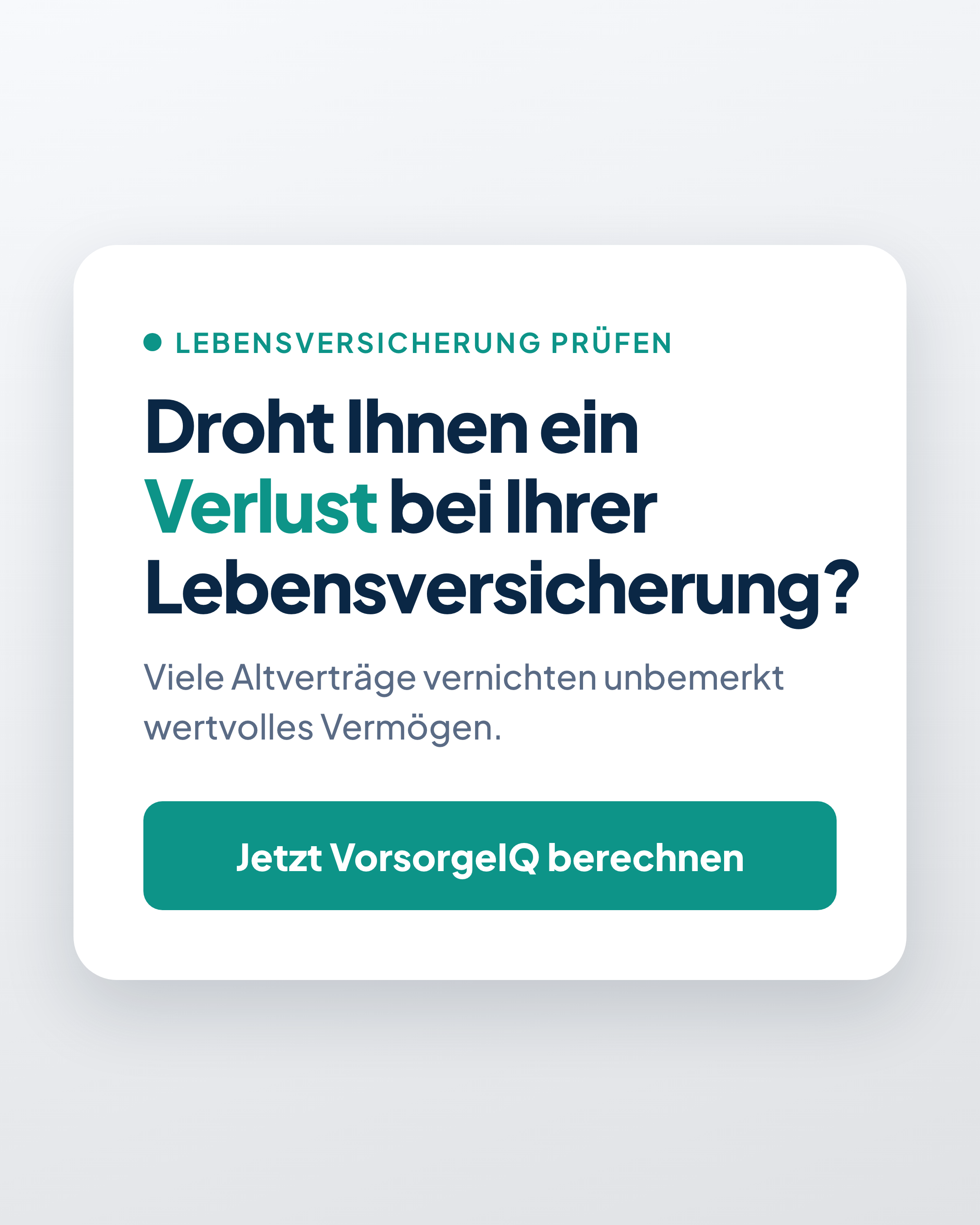 VorsorgeIQ Werbeanzeige zu möglichen Verlusten einer Lebensversicherung